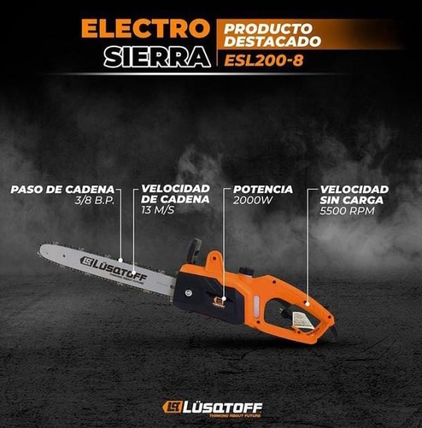 Electrosierra Motosierra Lusqtoff 2000w Espada 40cm Esl200-8 Color Anaranjado - Image 10
