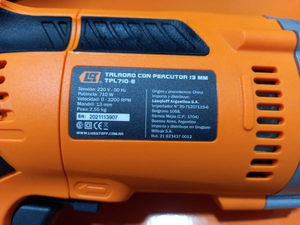 Taladro Percutor Lusqtoff Profesional 710 Watts Tpl710 8 Color Naranja Frecuencia 50 Hz - Image 5