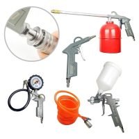 Kit Set Compresor Aire Pintar 5 Pz Pistola Manguera Inflador