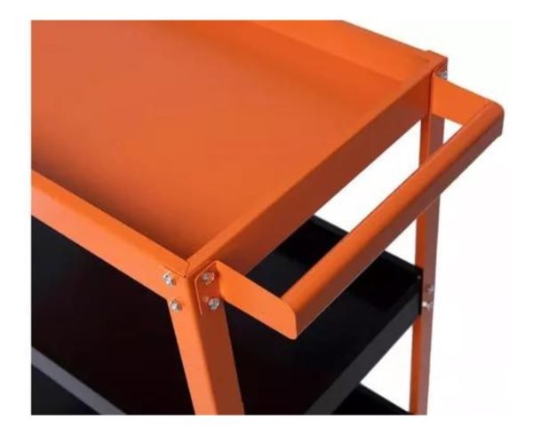Mesa Carro Lusqtoff Porta Herramientas 3 Estantes Con Ruedas Color Naranja Y Negro - Image 2