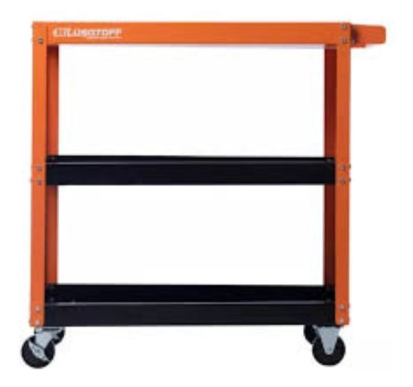 Mesa Carro Lusqtoff Porta Herramientas 3 Estantes Con Ruedas Color Naranja Y Negro - Image 5